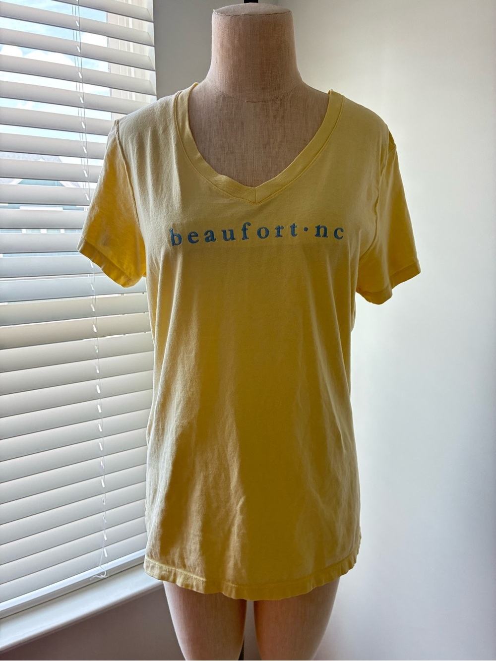 Beaufort NC Women’s Buttercup Yellow V-Neck Short Sleeve Top